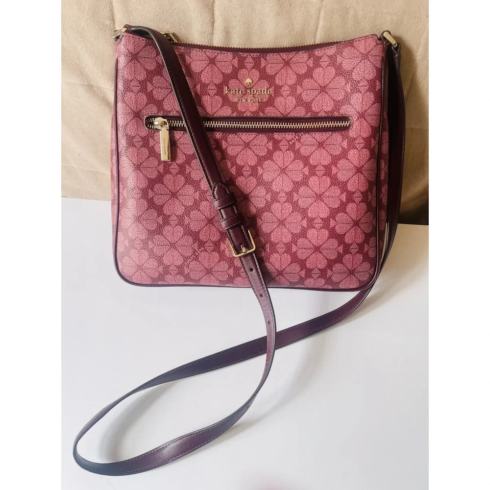 Kate Spade Spade Flower Signature Crossbody Bag – Burgundy